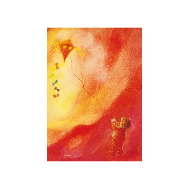 Postkort - Barn med drage