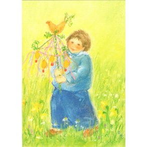 Postkort - Drenge med P�ske�g og h�ne